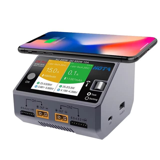 HOTA D6 Pro Gray AC 200W DC 650W 15A Dual-Channel Smart Balance Charger